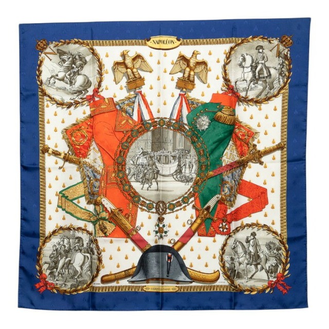 エルメス カレ90 ナポレオン NAPOLEON スカーフ マルチカラー シルク レディース HERMES 【中古】
