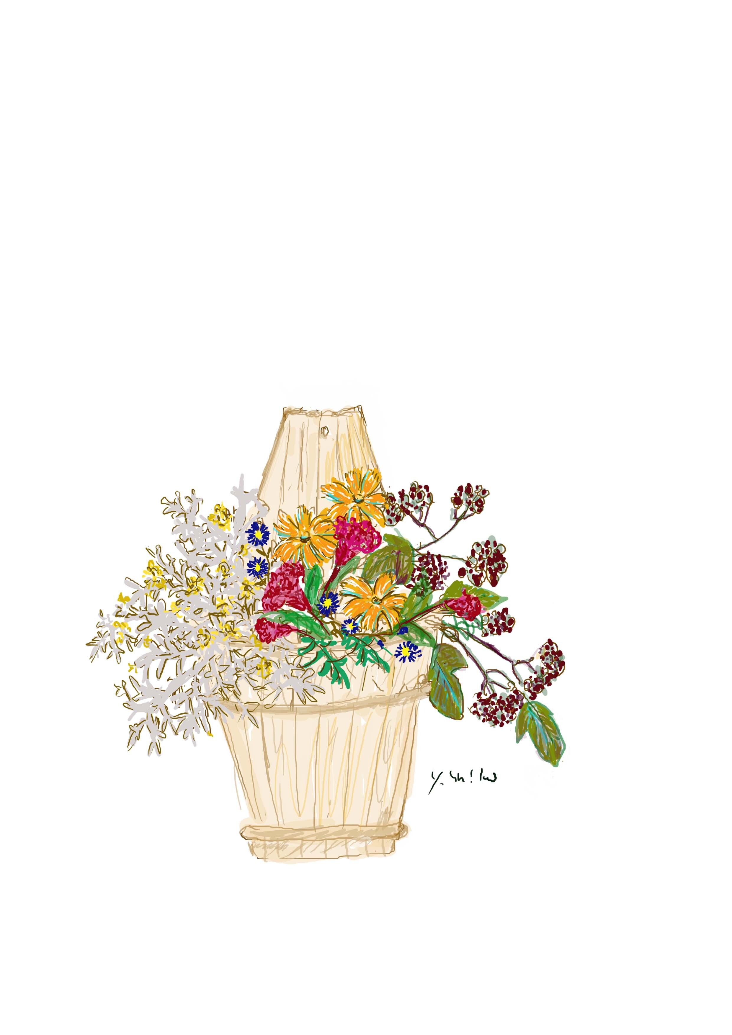 押し花 額 立原道造詩 挿絵「夏の弔い」 花と言葉の詩画集（ポプラ社刊）