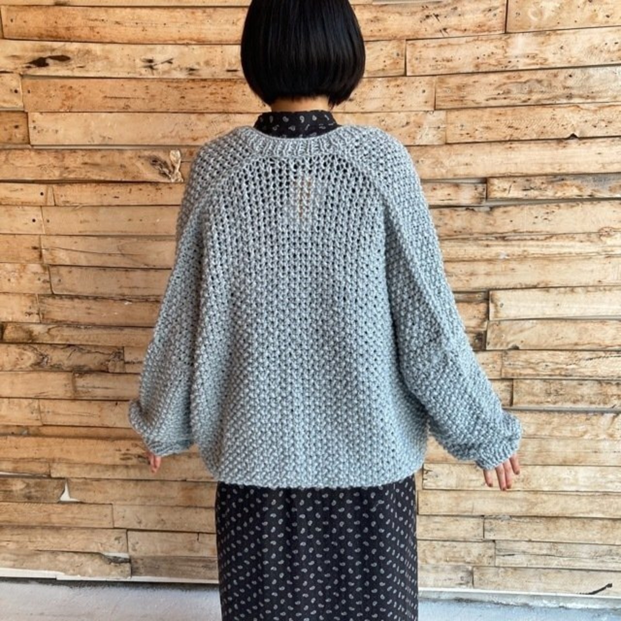 Hand Made Knit スローチルーズニットカーディガン グレー