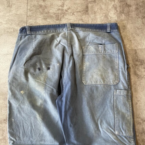 50-60s サンフェード パッチワーク フレンチワーク ブルー パンツ W35 詳細写真13