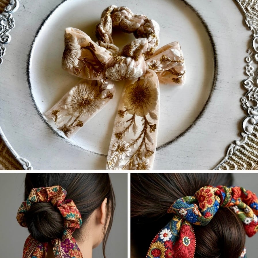 キーホルダー インド刺繍リボンとビーズパーツ チャーム | インド刺繍