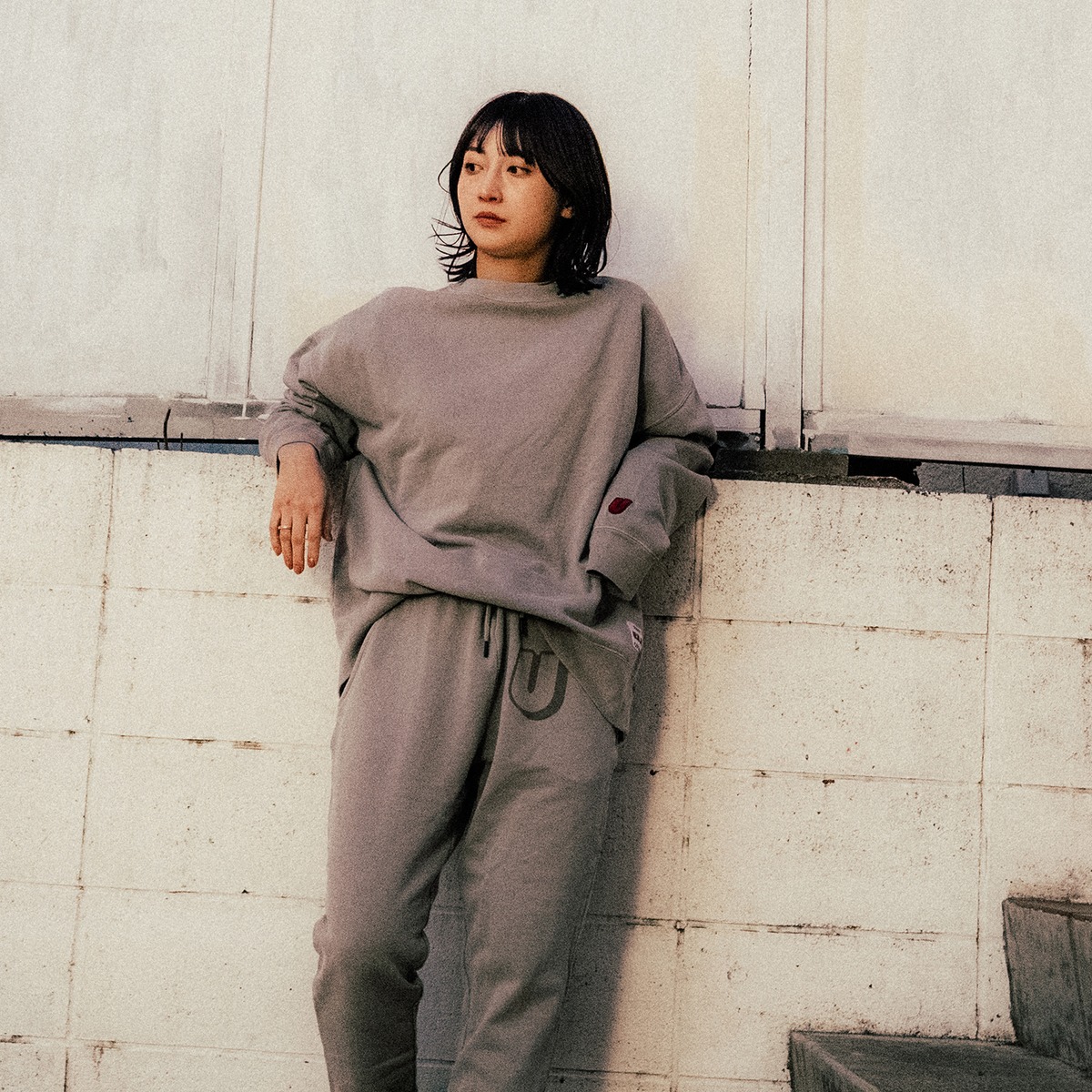 PIGMENT DYE 2P SWEAT SETUP (GRAY) | UNNY by maro