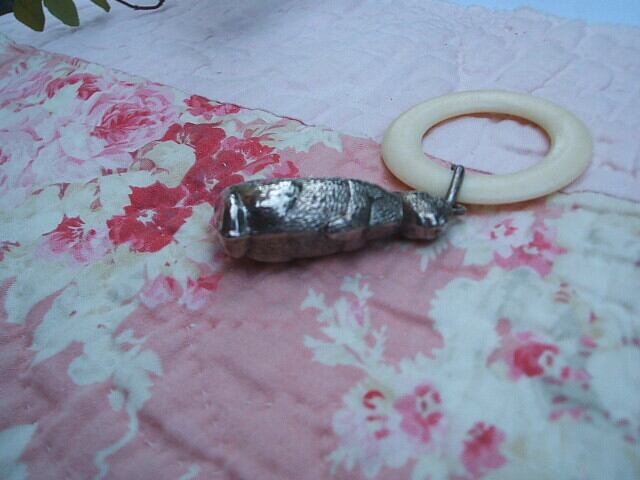 english vintage baby silver plated rattle 