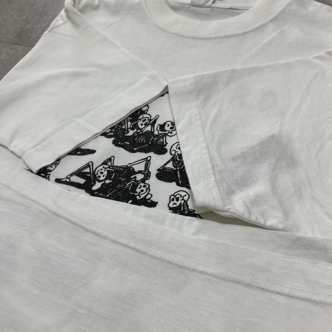 90s エロT ガイコツ 四十八手 ビンテージ Tシャツ 半袖 白 骸骨 古着 