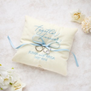 リングピロー（Cream）お名前・日付・刺繍名入れ / ギフトボックス付