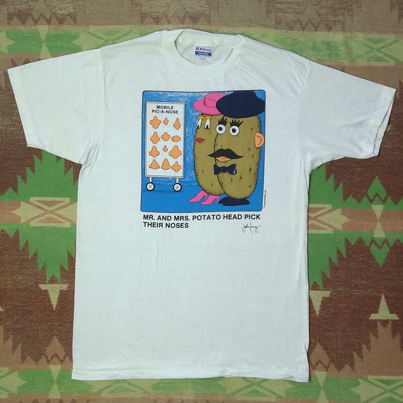 80s～ MR. AND MRS. POTATO HEAD Print T-Shirt （L） DEAD-STOCK -1 ...