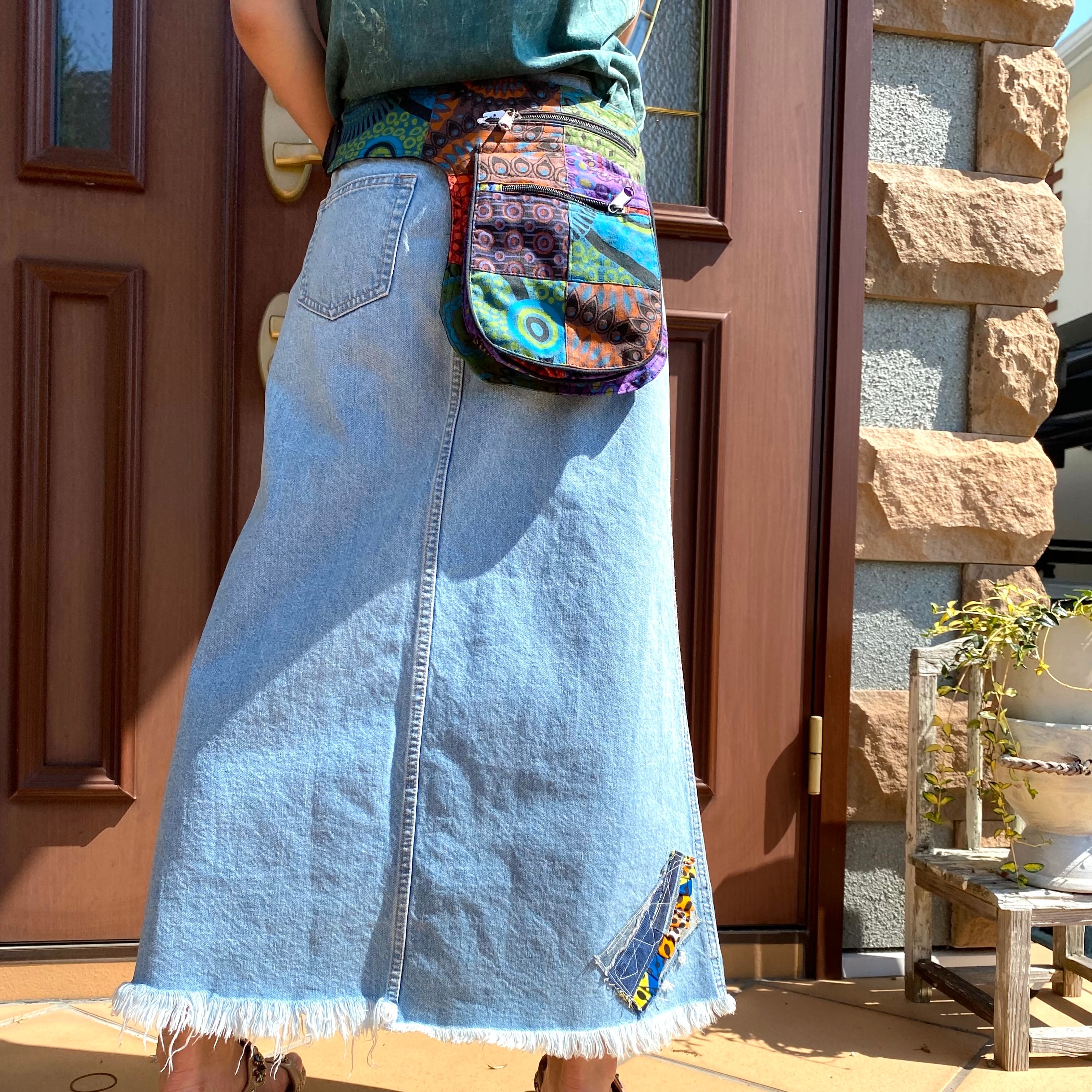 リメイクデニムパッチワークスカート | アジアン雑貨ルチュ 