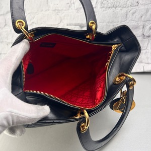 Dior カナージュ ラムスキン ハンドバッグ ブラック A-13111