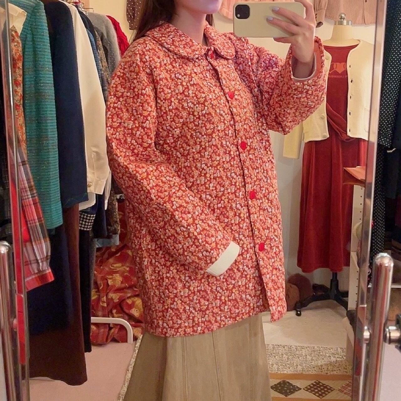red flower quilting coat