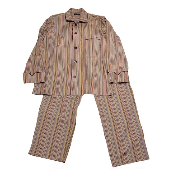 古着 ポールスミス Paul Smith マルチカラー ストライプ パジャマ クリーニング済み 長袖 ロングパンツ メンズ Lサイズ