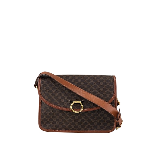 CELINE セリーヌ マカダム ショルダーバッグ ブラウン ガンチーニ PVC vintage ヴィンテージ オールド dkdrvy