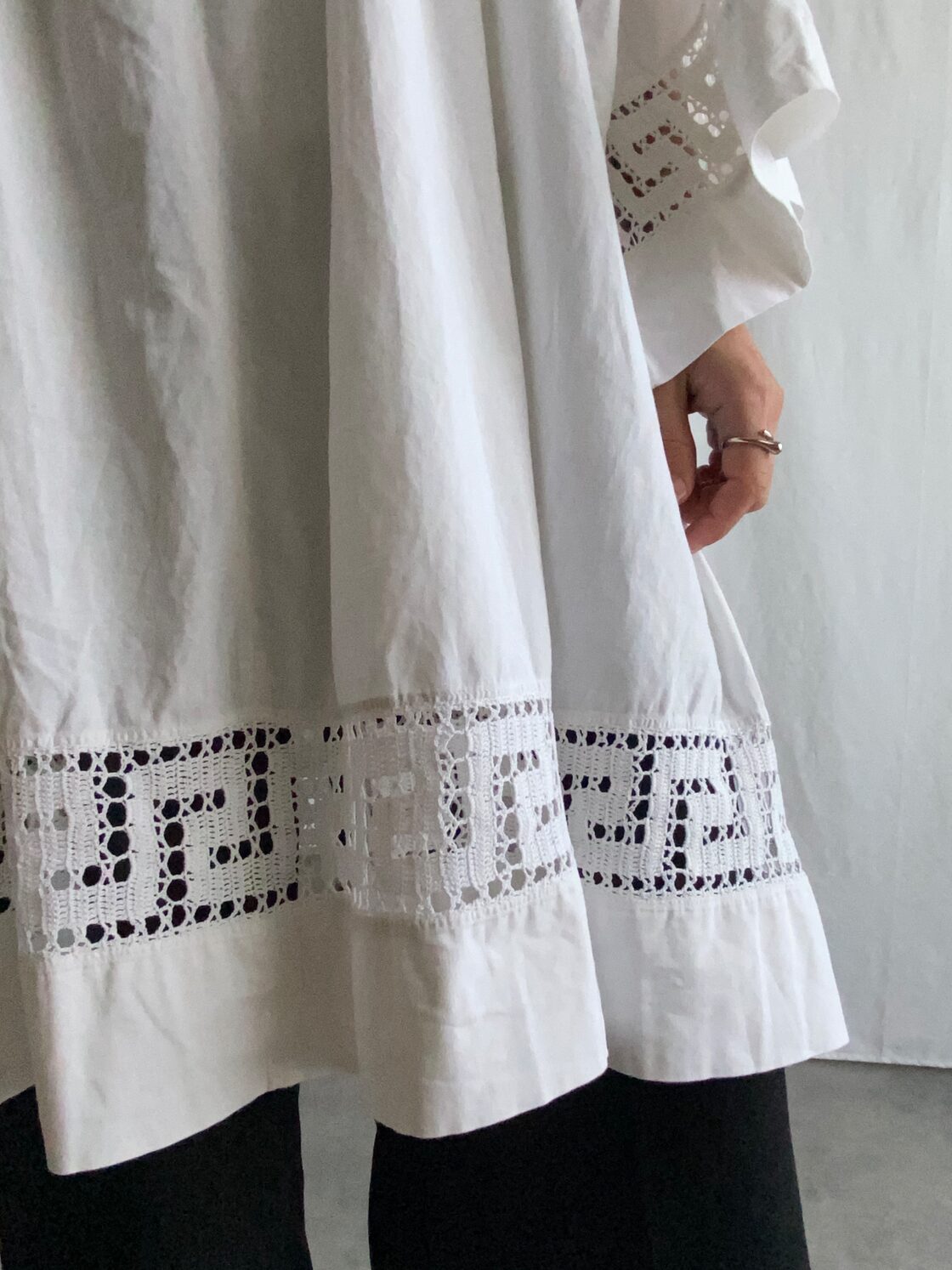 チャーチスモック ホワイト刺繍チュニック フランスアンティーク | Pay ID