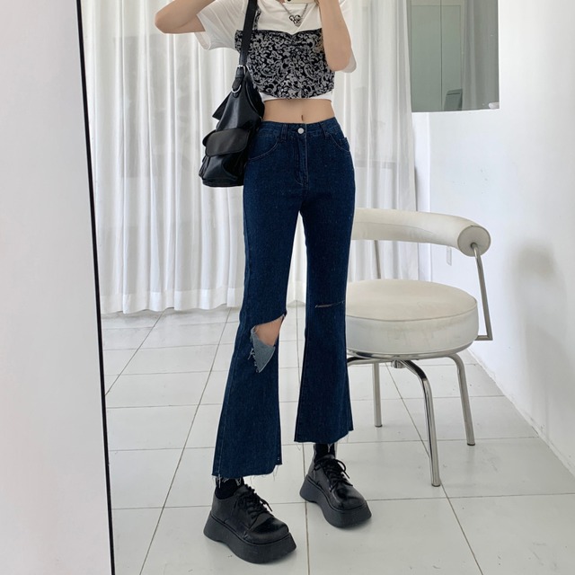 ジーンズ レディースサマースリムフィット薄手パンツ ハイウェスト レッド 夏物 クレセントシティ61855343509