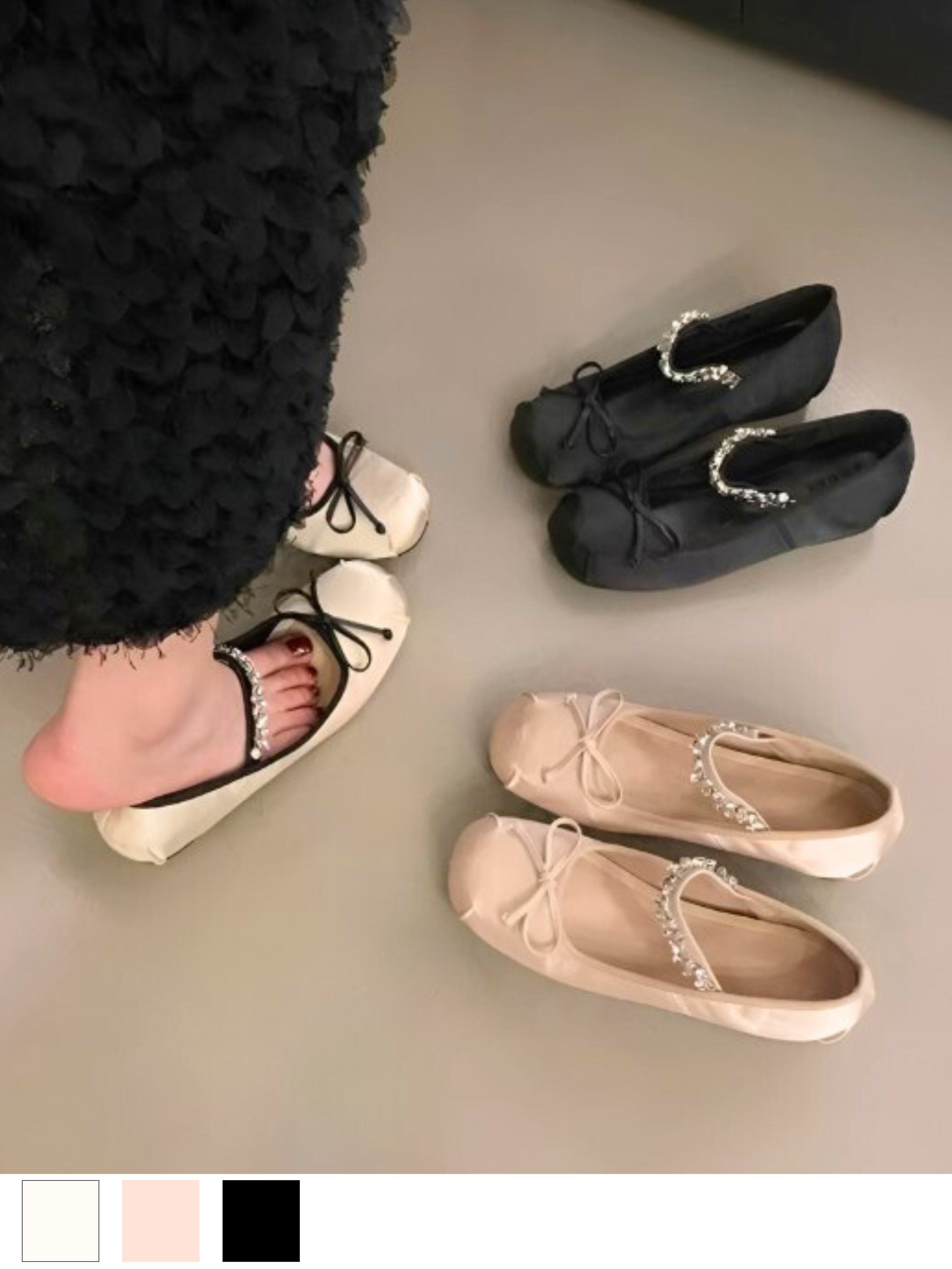 ビジューストラップリボンシューズ