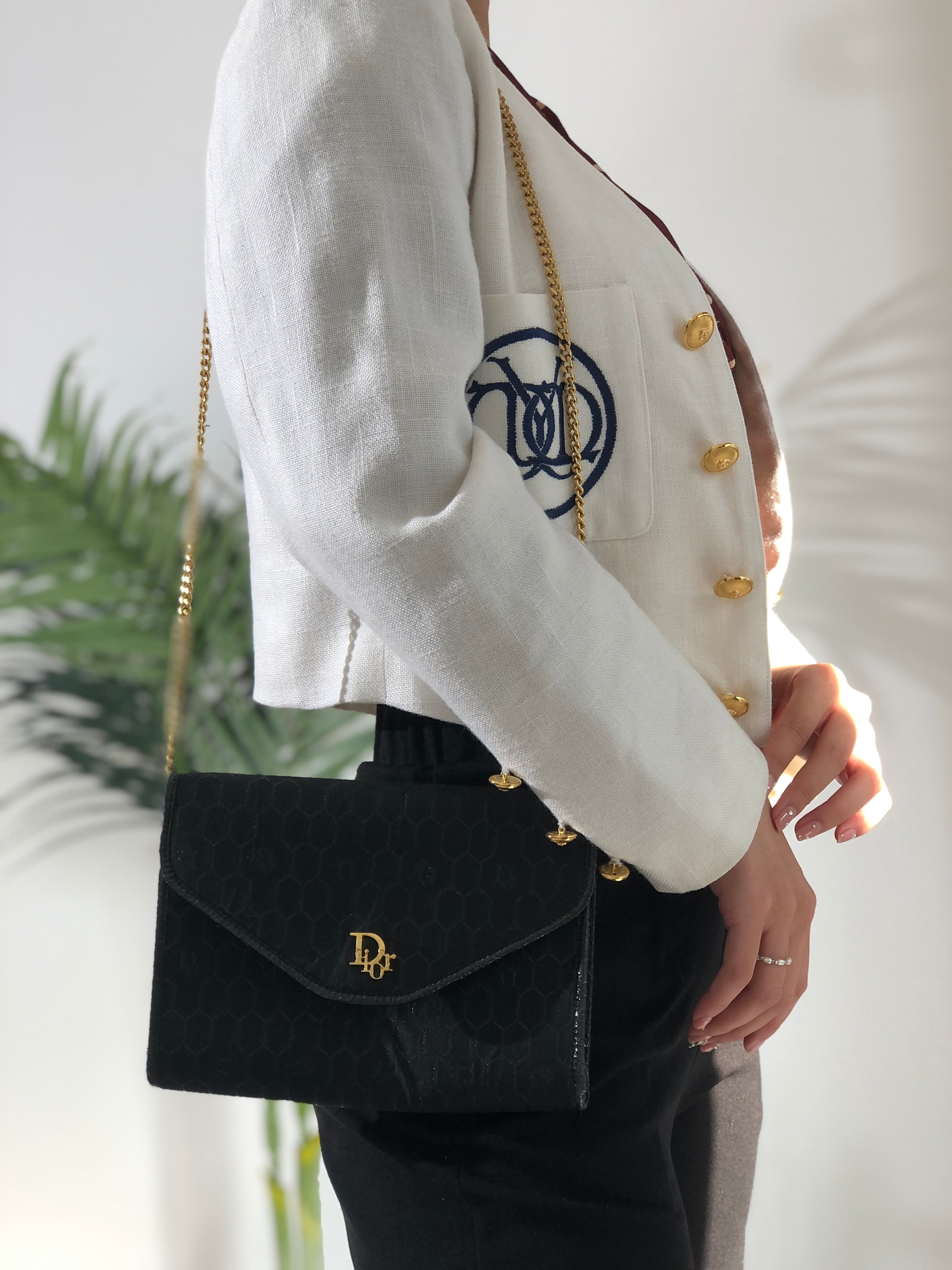 Christian Dior ディオール Dior ジャガード チェーン ショルダーバッグ ブラック vintage ヴィンテージ オールド  bbrcta | VintageShop solo powered by BASE