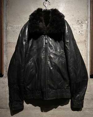 【Caka】80's “Neiman Marcus” Detachable Faux Fur Lining Vintage Leather Jacket