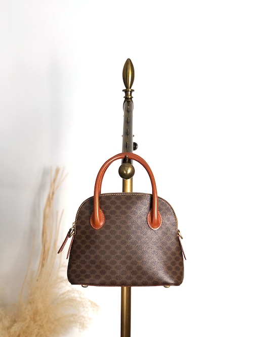 CELINE セリーヌ マカダム ショルダーバッグ ブラウン  PVC レザー 2WAY ミニバッグ vintage ヴィンテージ オールド cwamvm