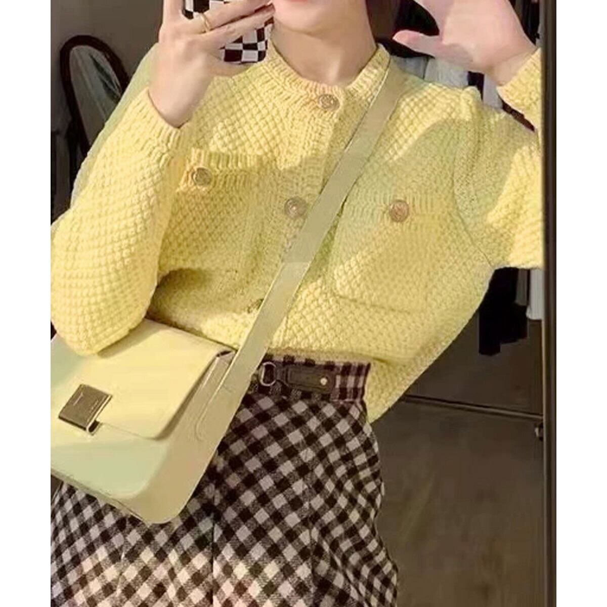 カーディガン ニット 長袖 レディース 秋冬 韓国 きれいめ 大人 カジュアル おしゃれ ゴールドボタン ショート丈 トップス 羽織り 大人可愛い 大人女子