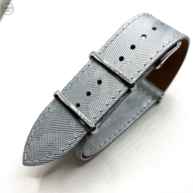 【FIF belt】 カモフラージュ・エンボス NATO ストラップ シルバー 16/18/20mm 腕時計ベルト