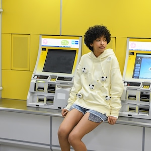 送料無料 【HIPANDA ハイパンダ】男女兼用 パンダドール フーディー スウェット UNISEX PANDADOLL HOODIE SWEAT SHIRT / BLACK・BEIGE・GREEN