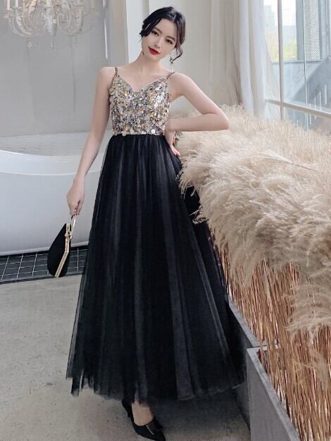 美品！ イブニングドレス 黒 キャミソール エレガント セクシー  