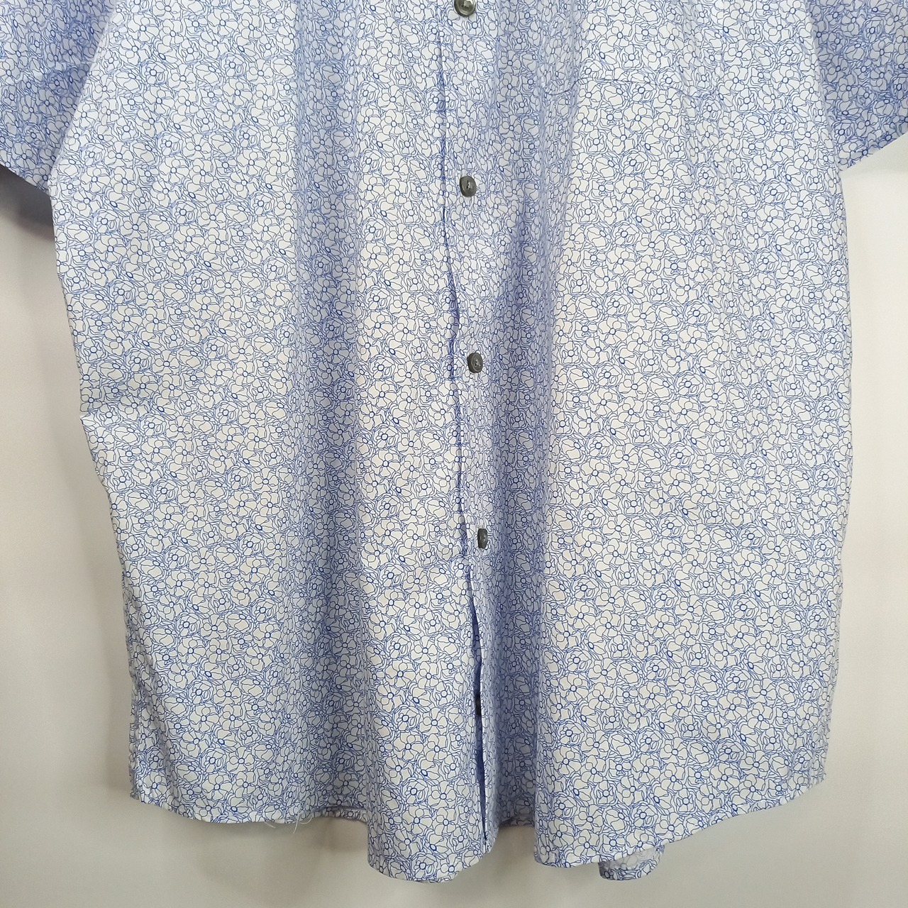 カルバンクライン　ストレッチシャツ　総柄　花柄　防シワ　半袖　L/G