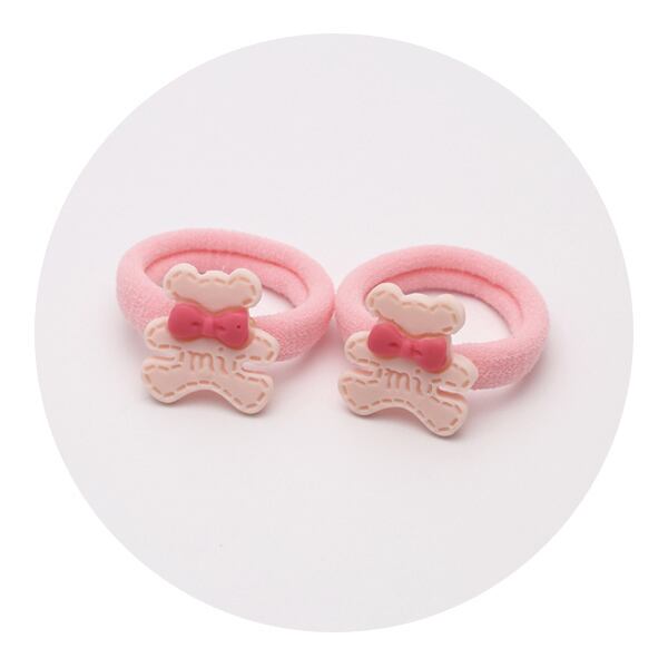 ヘアアクセサリー ゴムバンド まとめ髪に ワンポイント ヘアアクセサリー　【くま ピンク】