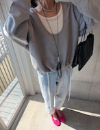 【新作5%OFF・3日間】Deep U-neck Sweat_3colors