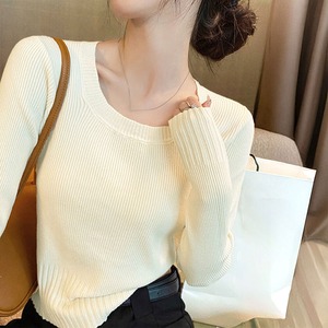 リブニット レディース 長袖 春秋冬 韓国 トップス きれいめ シンプル 大人 かわいい おしゃれ ニットセーター カジュアル 大人可愛い 大人女子