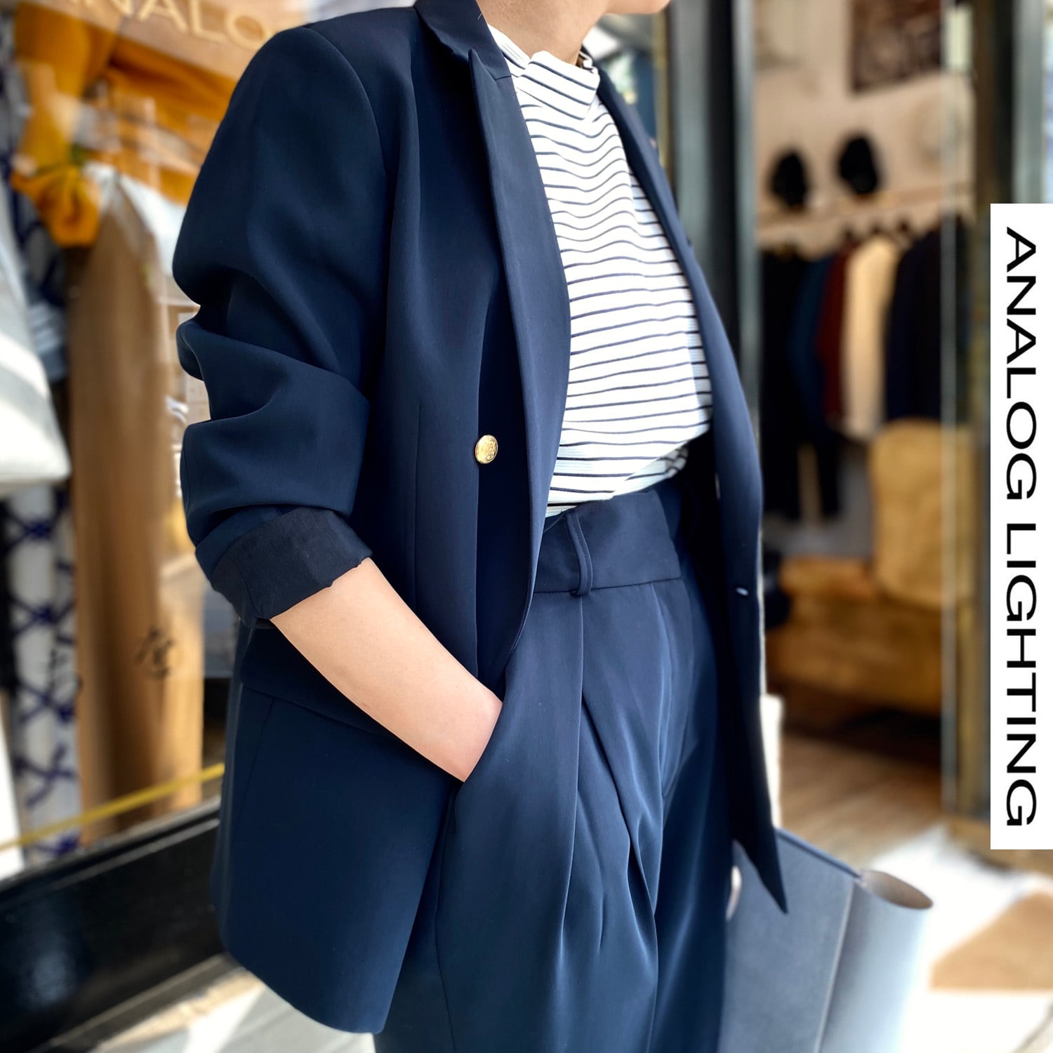 Formal Cross Tuck Pants／NAVY | ANALOG LIGHTING OFFICE