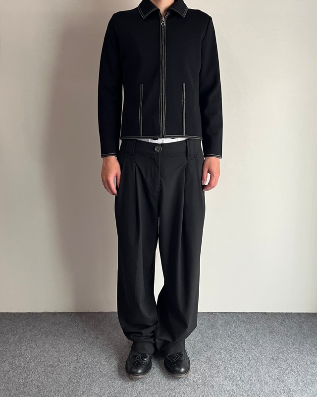 【LANVIN】stitching zip up blouson
