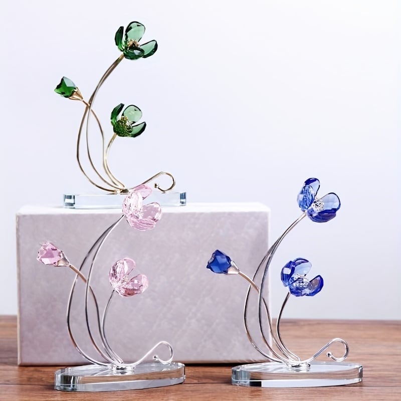 オブジェ クローバー クリスタル調 ガラス 置物 オーナメント おしゃれ かわいい インテリア 装飾品 ギフト プレゼント ピンク ブルー 4-7