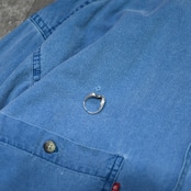fade blue double pocket plain weave cotton shirt