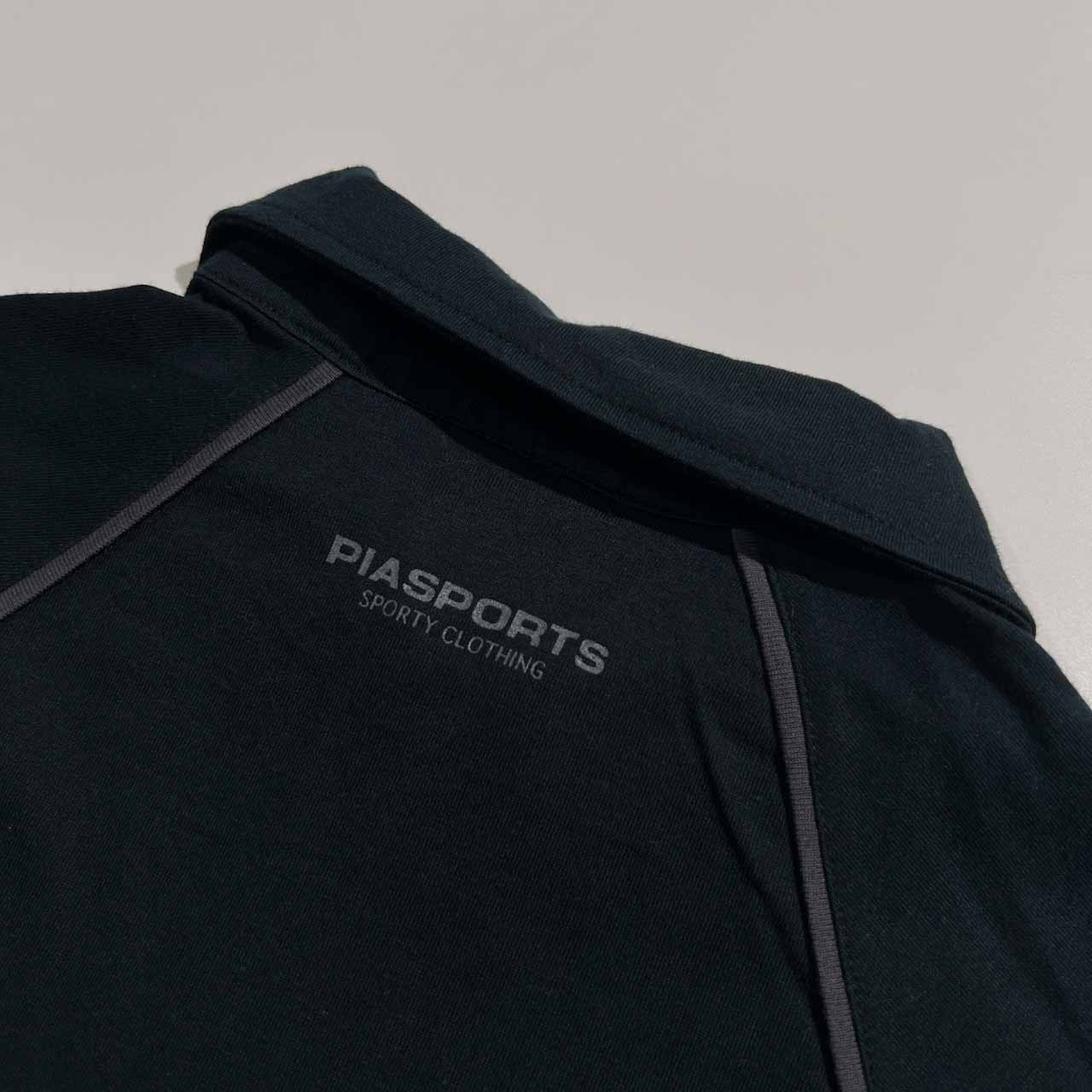 PIASPORTS ピアスポーツ ロゴ刺繍 ハーフジップ 半袖 ポロシャツ サイズ 3 /メンズ/ブラック/ライカ
