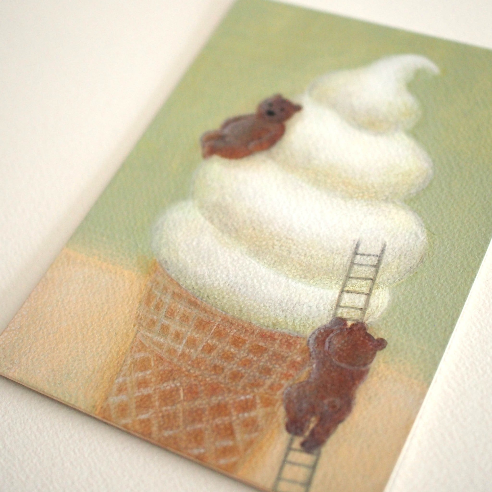 原画作品 ＊「 ソフトクリームとくま 」 | さらさまゆこ Online Shop