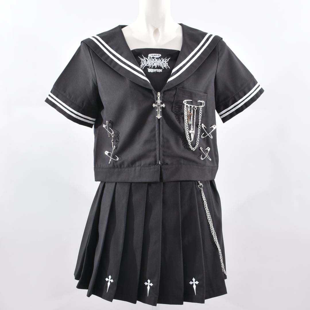 8/27 完売Mサイズ再入荷！】チェーンクロス セーラープリーツスカート
