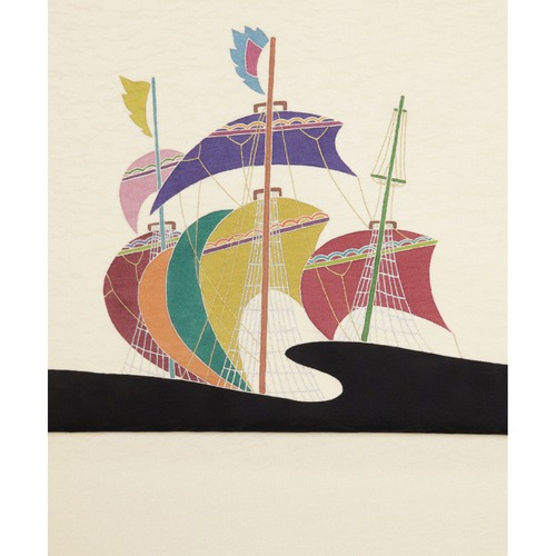 手描き友禅 染名古屋帯「帆船模様」