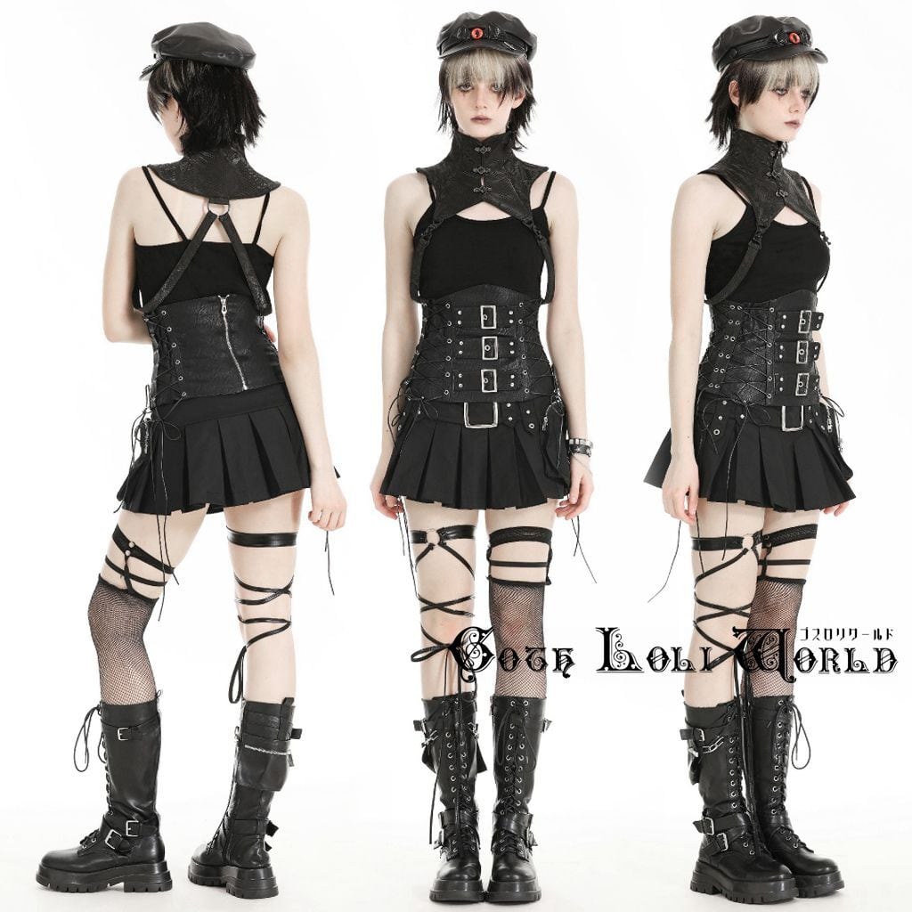 即納/送料無料】BW153 ヘビ革風デザインミリタリー ハイネック ケープ