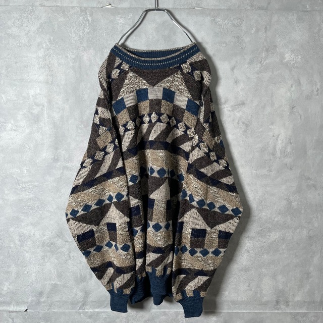 #6821 made in Italy geometric pattern wool acrylic knit