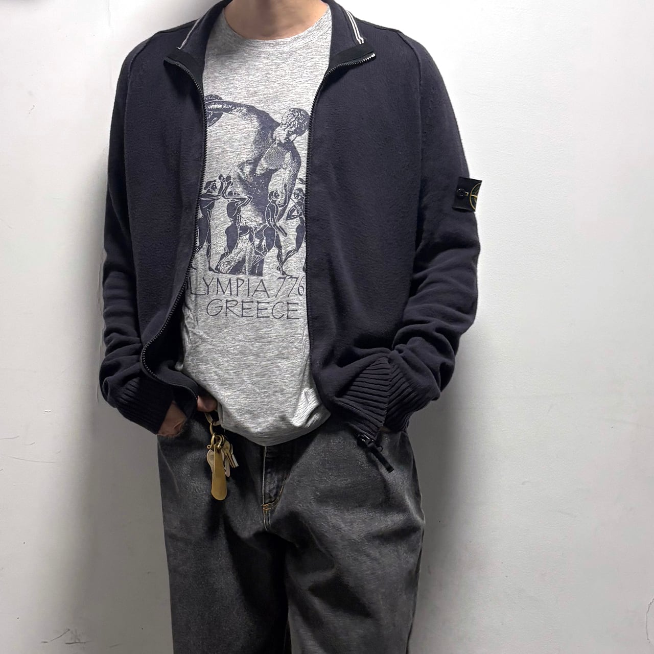 STONE  ドライバーズ ジップアップニット ネイビー Lサイズ STONE ISLAND 2012SS ZIP UP DRIVERS COTTON KNIT NAVY size L
