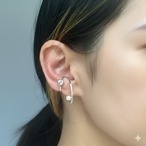 パイロープガーネットと淡水パールのイヤーカフ