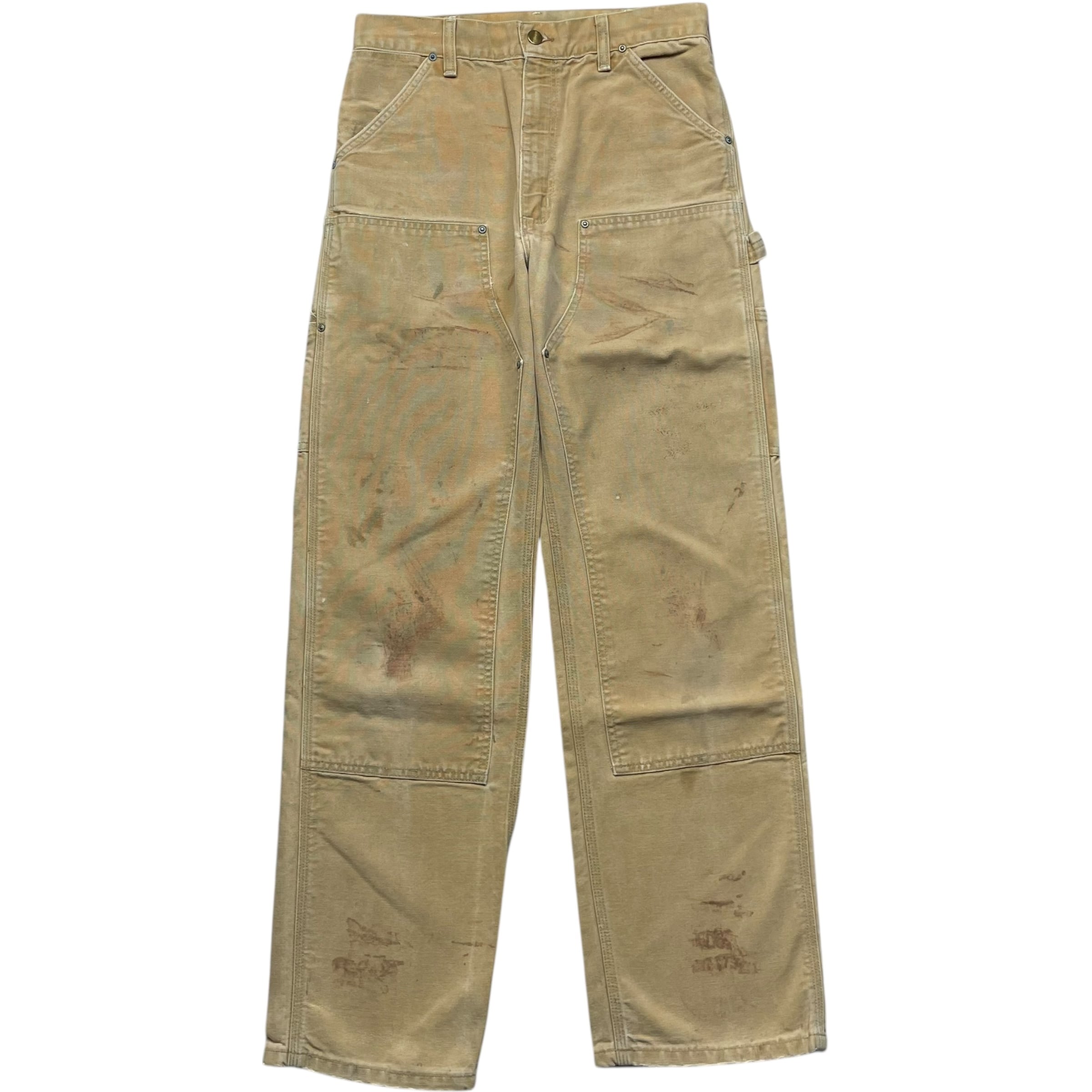 《実寸 W30L32》 Carhartt カーハート ダブルニー ペインターパンツ ワークパンツ 雰囲気◎ ブラウン USA製 90年代 vintage no.9331