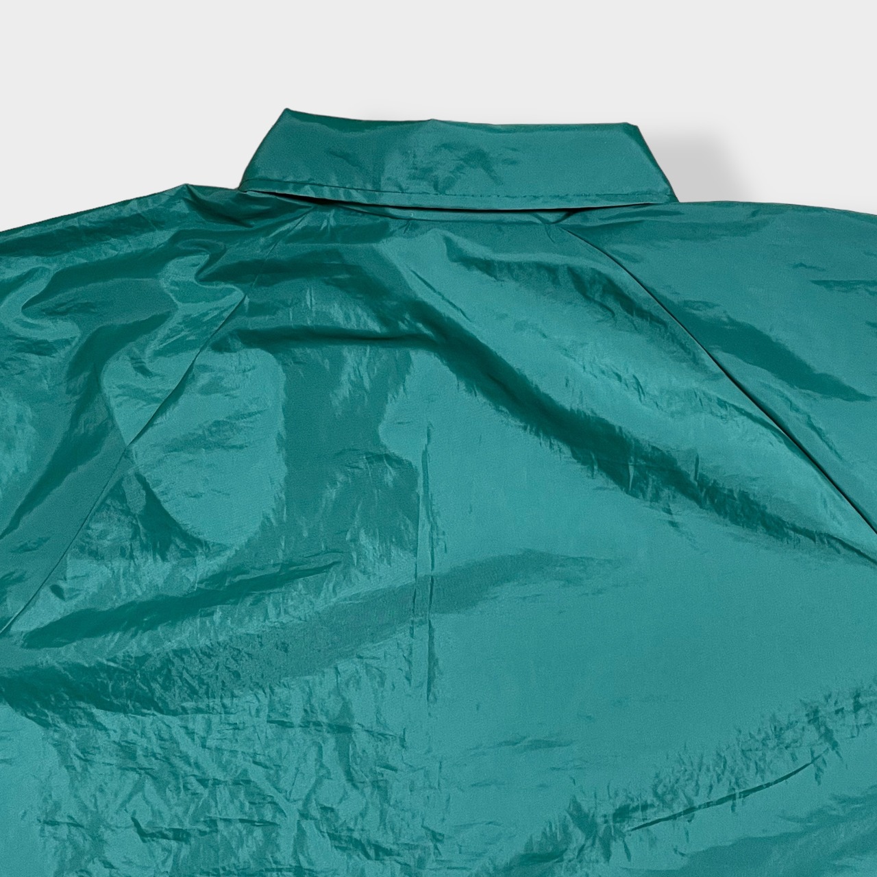 【Cardinal】80s USA製 コーチジャケット ナイロンジャケット 企業系 企業ロゴ ライトアウター 刺繍ロゴ L  スナップボタン ヴィンテージ ディープグリーン ラグラン US古着