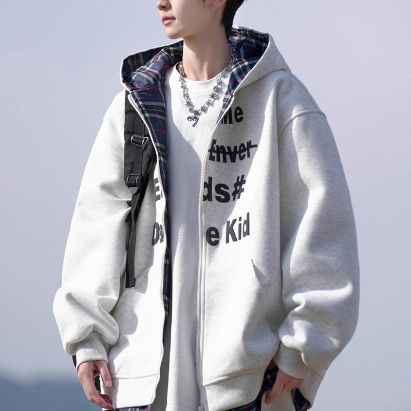 裏地チェックパーカー C10700