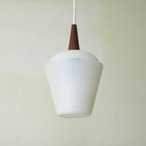DENMARK MILKY WHITE PLASTIC SHADE/TEAK TOP LAMP