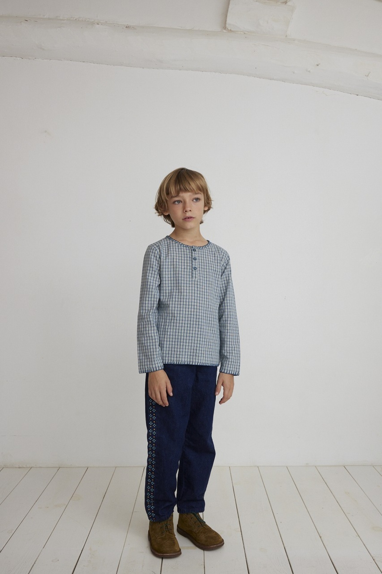 ＜BEBE ORGANIC＞チェック ヘンリーネックシャツ Rigel Shirts - 3