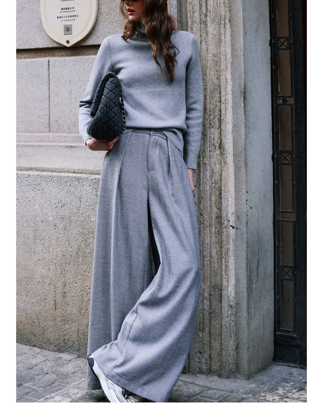 ハイウエストタックワイドスラックスパンツ A25511