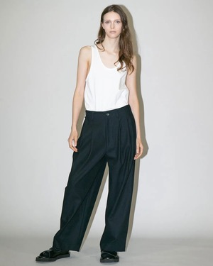 my beautiful landlet HIGH-TWIST TWILL TUCK WIDE PANTS BLACK