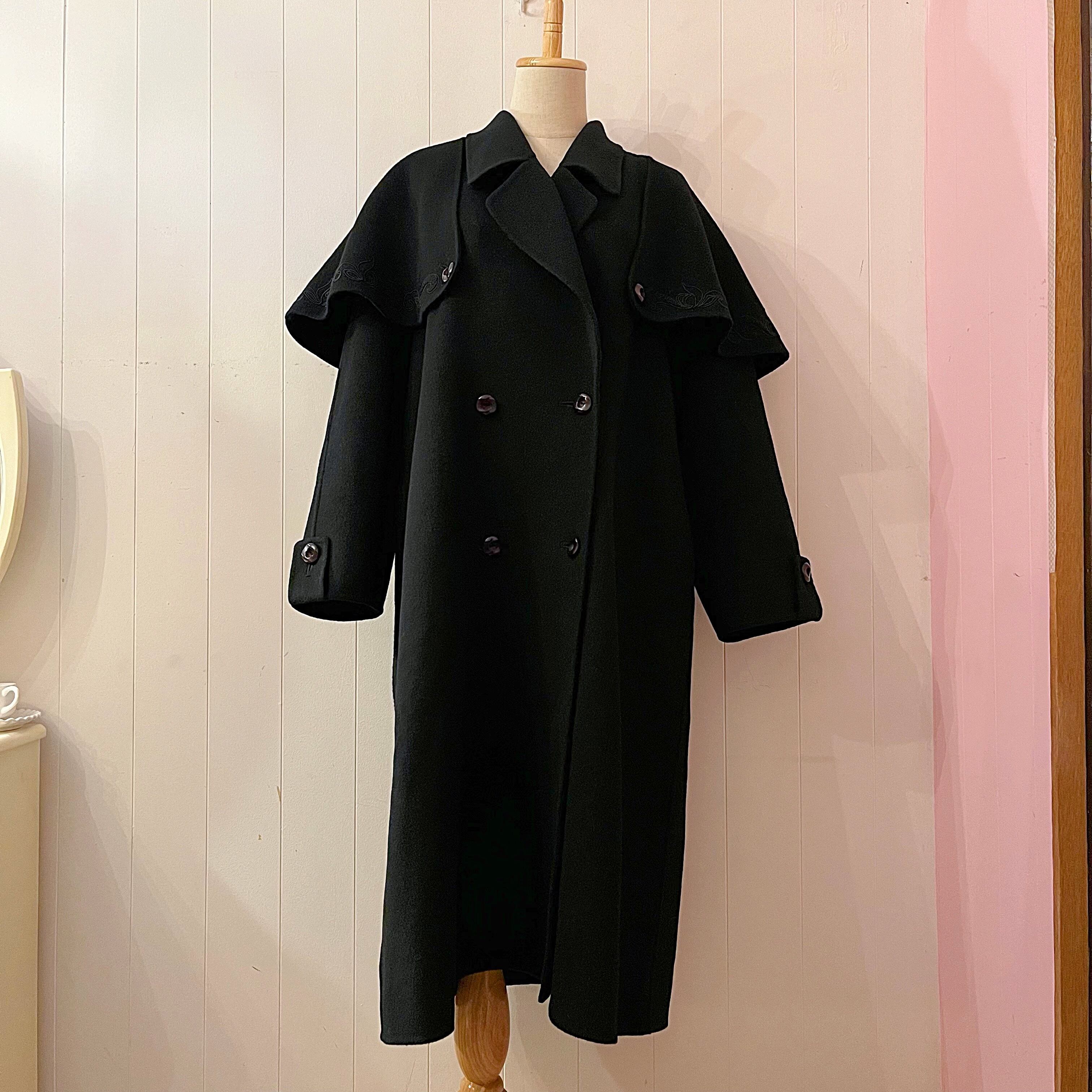 black cape chester coat