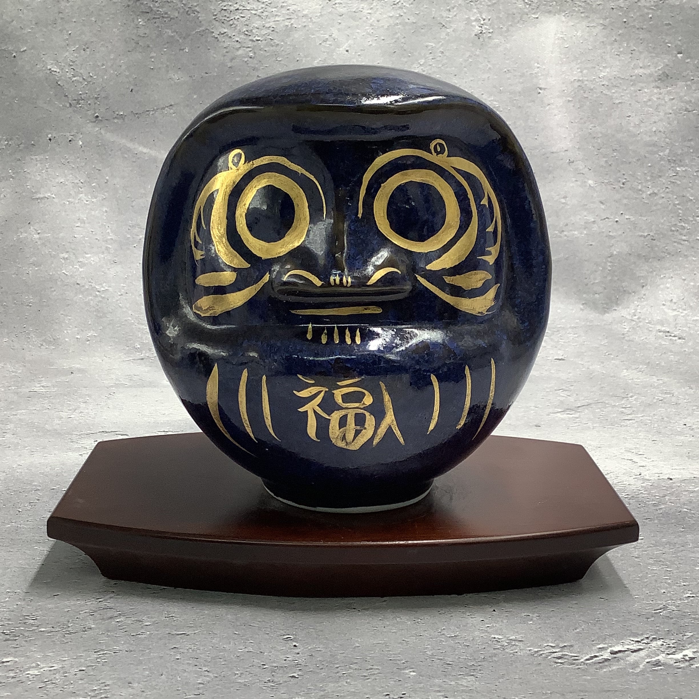 新作】達磨 ダルマ （大） 花結晶（瑠璃）×金彩 置物オブジェ | 京焼